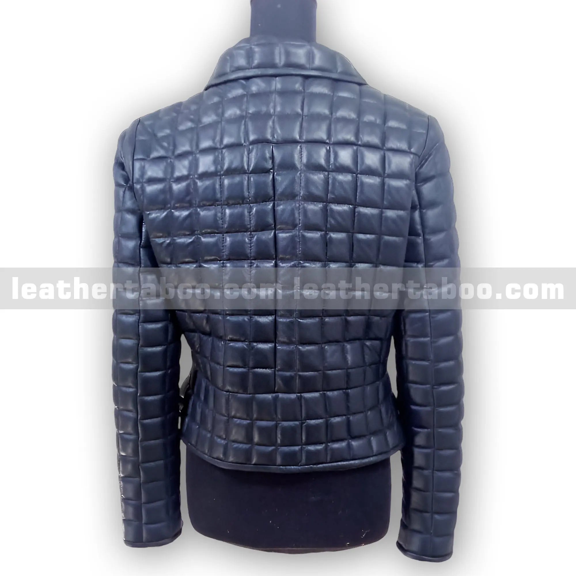 Women's Quilted Black Sheepskin Leather Jacket | Fitted Snap Button Jacket with Zippers | Stylish Warm Outerwear for Fall & Winter - Leather taboo