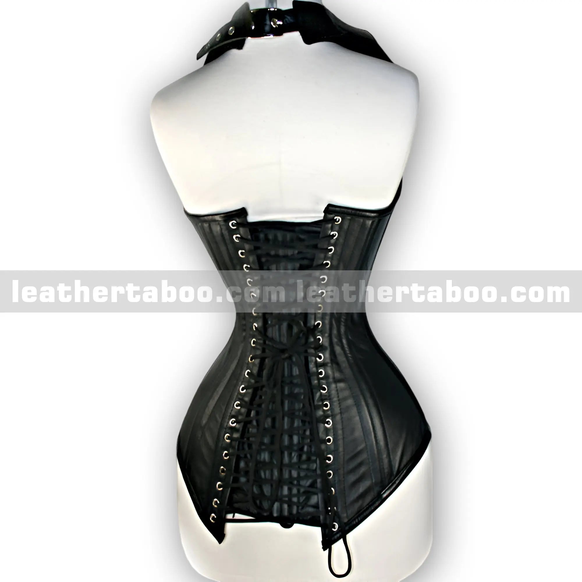 Women's Premium Sheepskin Leather Waist Cincher Corset with Front busk Closure & Side Lace-Up, Adjustable Body Shaper Vest - Leather taboo