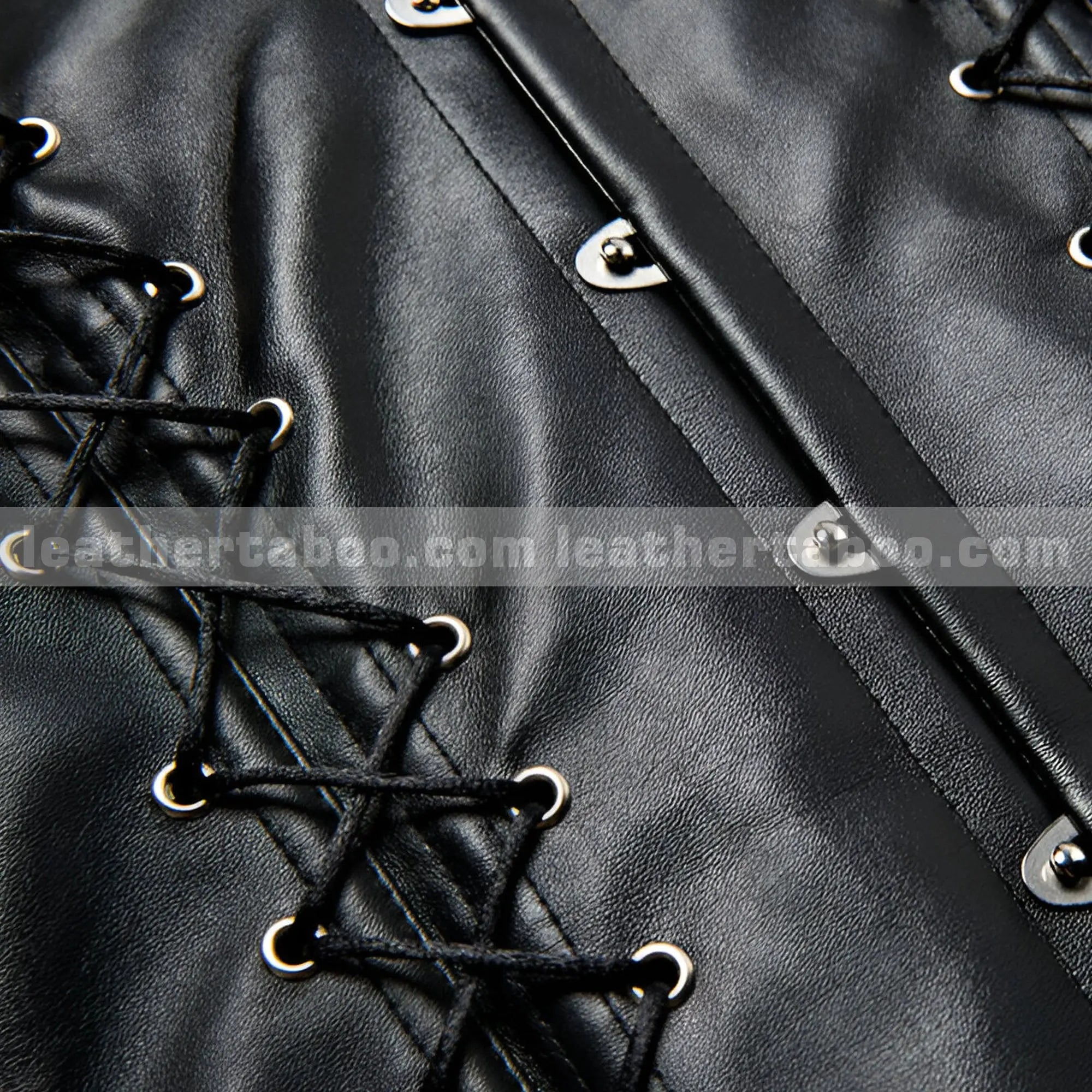 Women's Premium Sheepskin Leather Waist Cincher Corset with Front busk Closure & Side Lace-Up, Adjustable Body Shaper Vest - Leather taboo