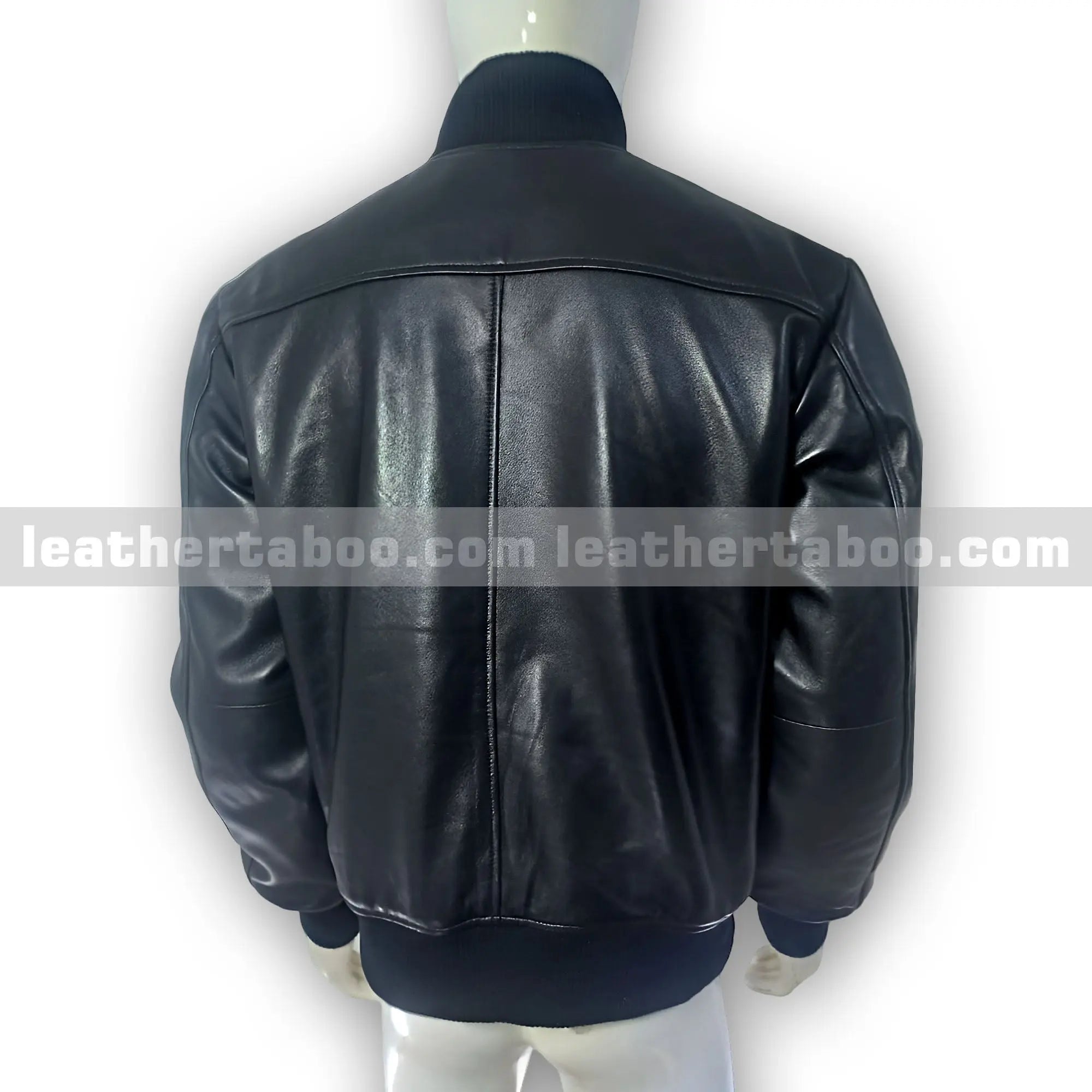 Men’s Premium Sheepskin Leather Bomber Jacket with Front Zipper, Ribbed Cuffs & Waist, Classic Lightweight Leather Outerwear - Leather taboo