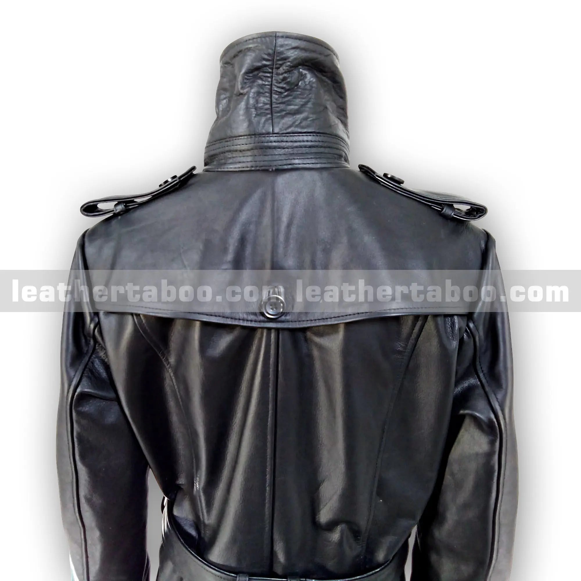 Women's Long Double-Breasted Black Sheepskin Leather Trench Coat with Belted Waist & Cuffs โ Classic Slim Fit Overcoat Style - Leather taboo