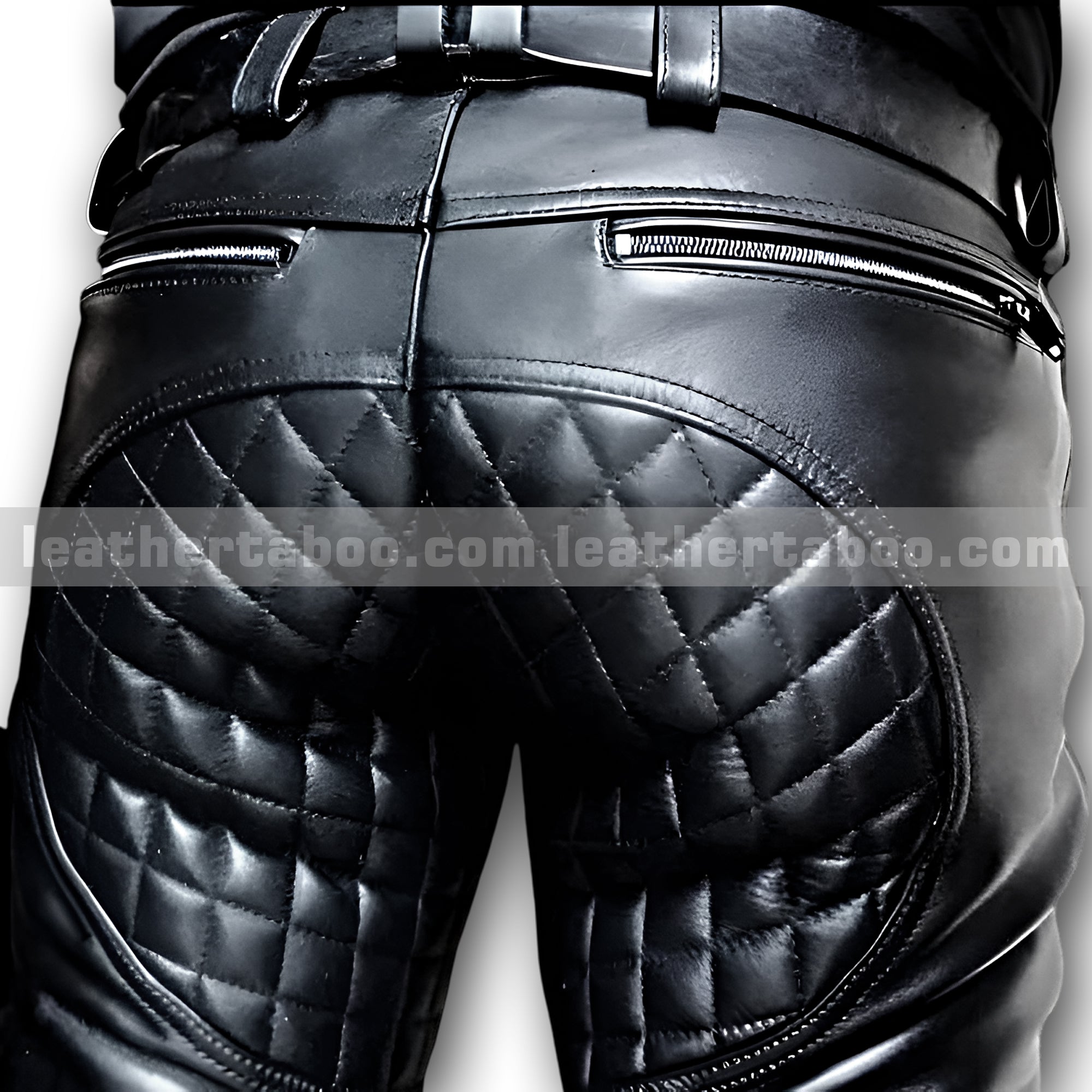 Men’s Premium Sheepskin Leather Pants with Quilted Panels & Belted Waist Stylish Leather Trousers for Unique Streetwear (boots not included)