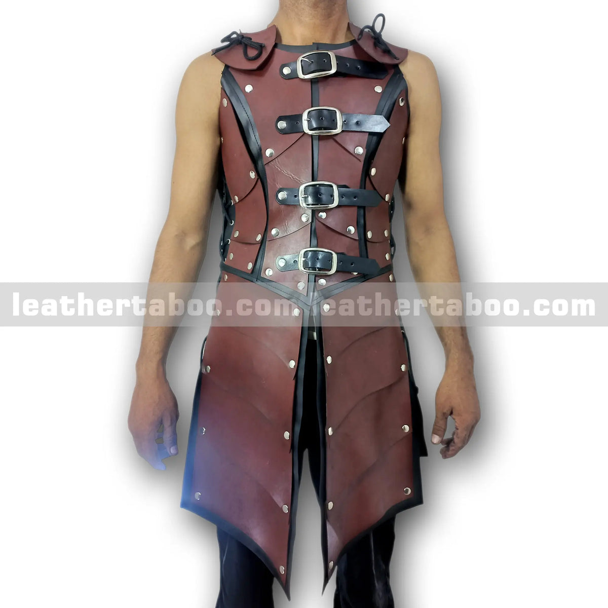 Medieval Style Leather Chest Armor for Men with Adjustable Buckle Straps and Rivet Details - Leather taboo