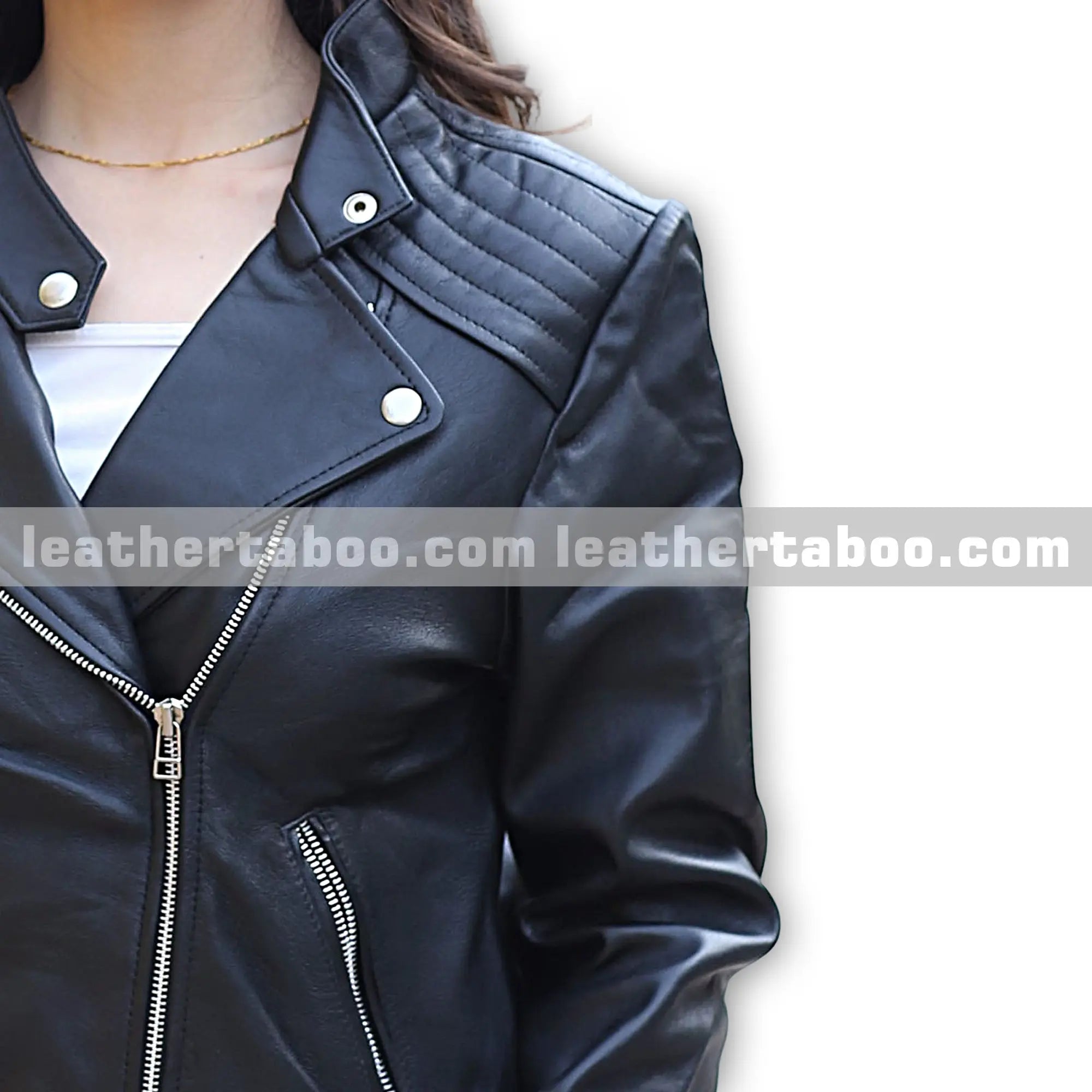 Women’s Black Sheepskin Leather Moto Jacket – Premium Quality Biker Style with Asymmetrical Zip and Stylish Lapel Design - Leather taboo