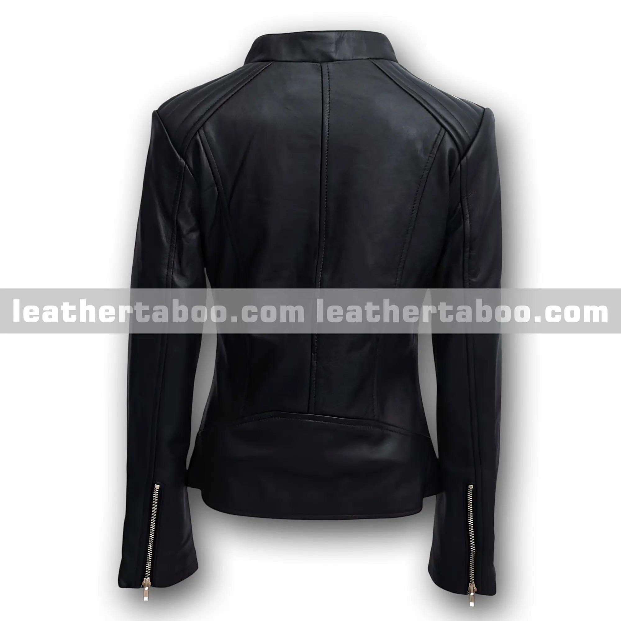 Women’s Black Sheepskin Leather Moto Jacket – Premium Quality Biker Style with Asymmetrical Zip and Stylish Lapel Design - Leather taboo