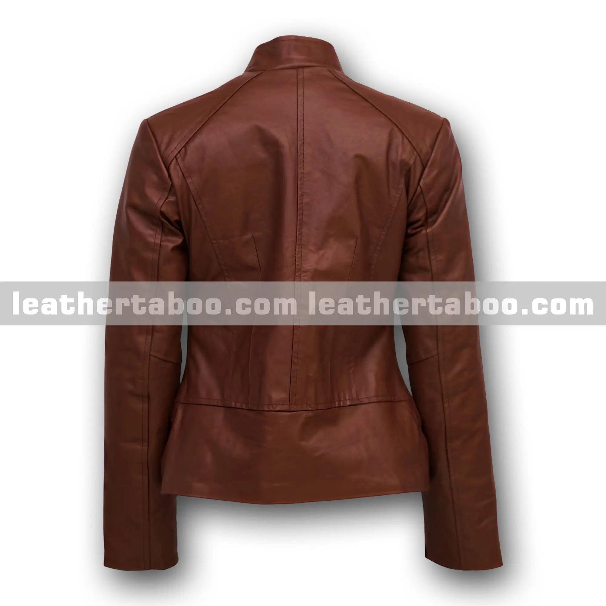 Premium Women’s Sheepskin Leather Jacket – Brown Slim Fit Moto Style with Zipper Front and Elegant Stand Collar Look - Leather taboo