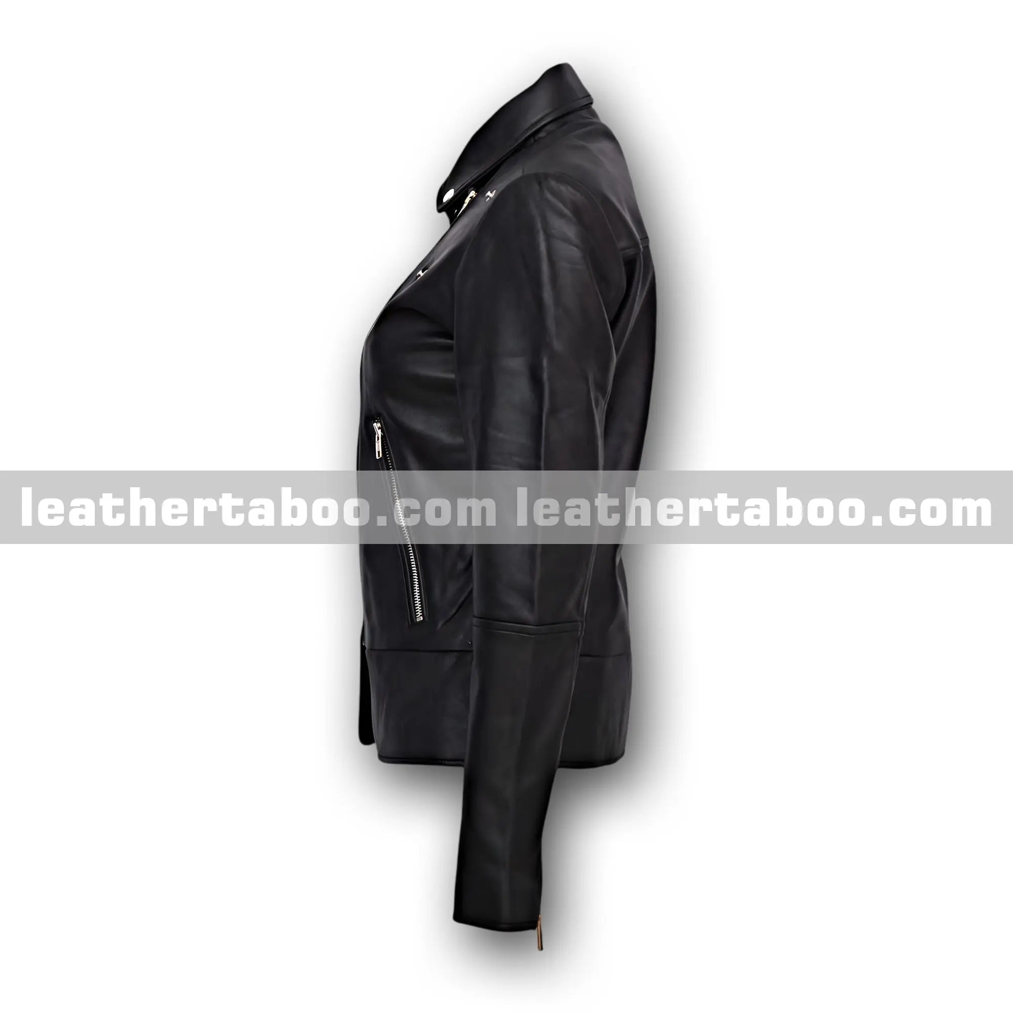 Women’s Black Sheepskin Leather Biker Jacket – Asymmetrical Zipper Moto Style with Lapel Collar and Stylish Silver Hardware - Leather taboo