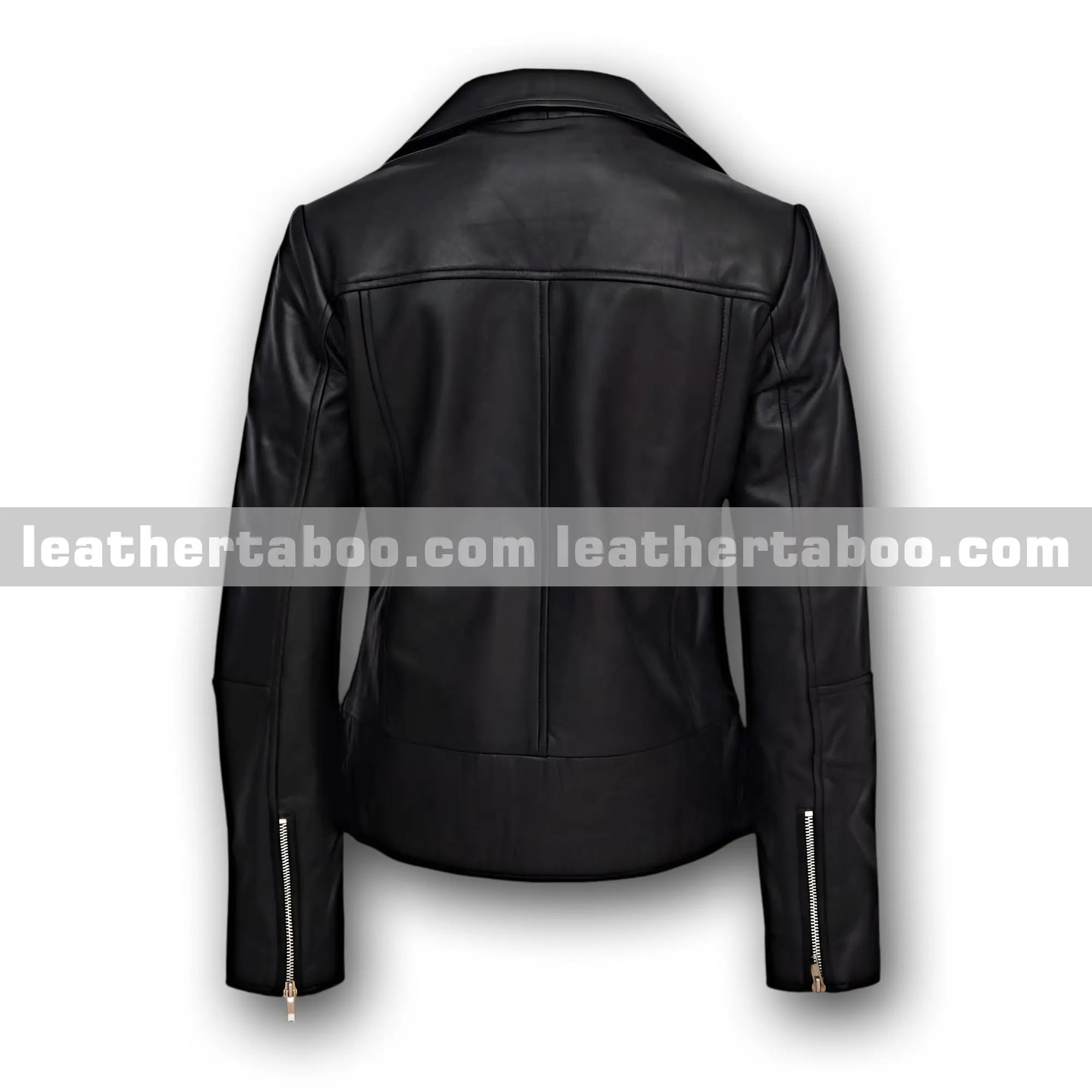 Women’s Black Sheepskin Leather Biker Jacket – Asymmetrical Zipper Moto Style with Lapel Collar and Stylish Silver Hardware - Leather taboo
