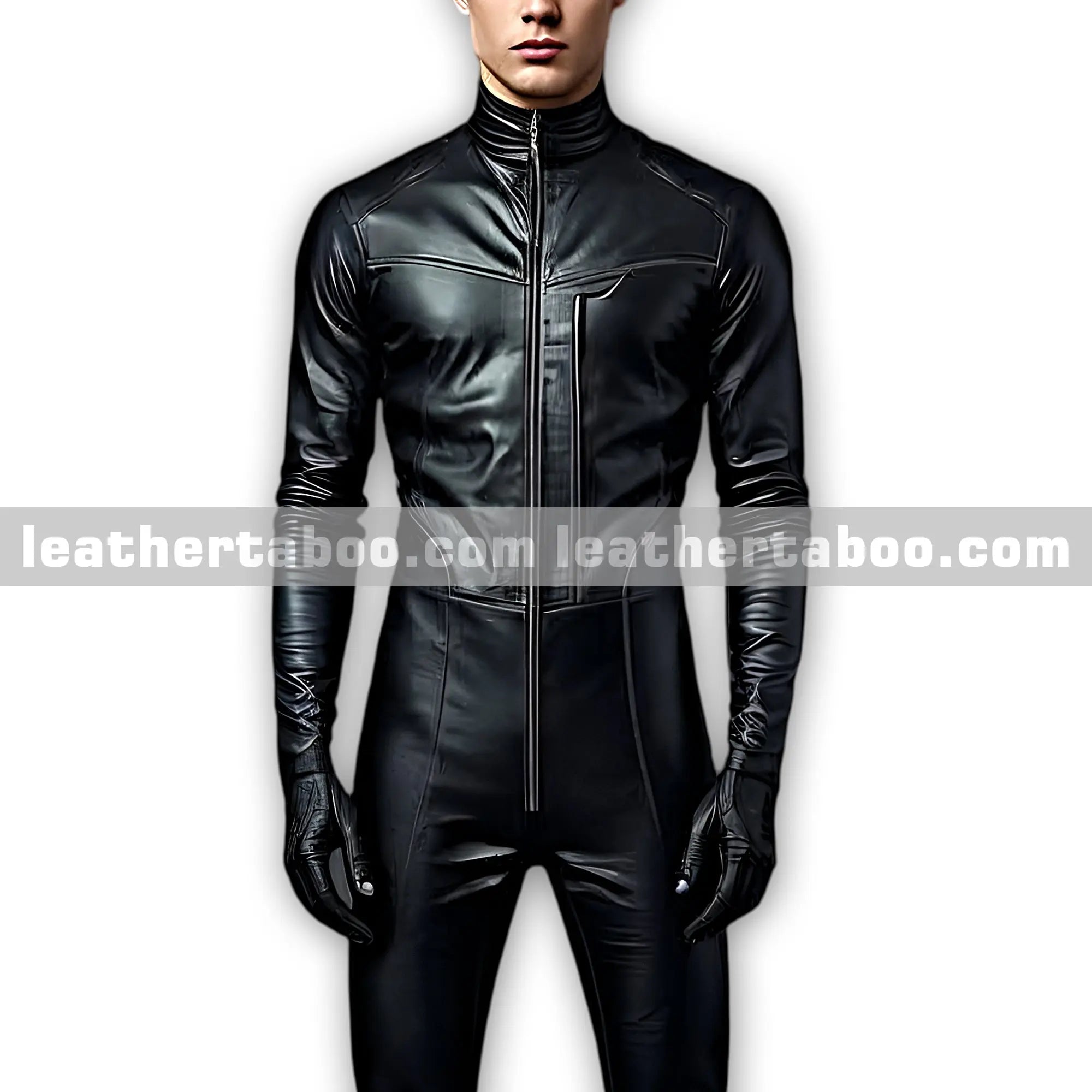Menโs Premium Black Sheepskin Leather One Piece Jumpsuit with Streamlined and Stylish Design Leather taboo