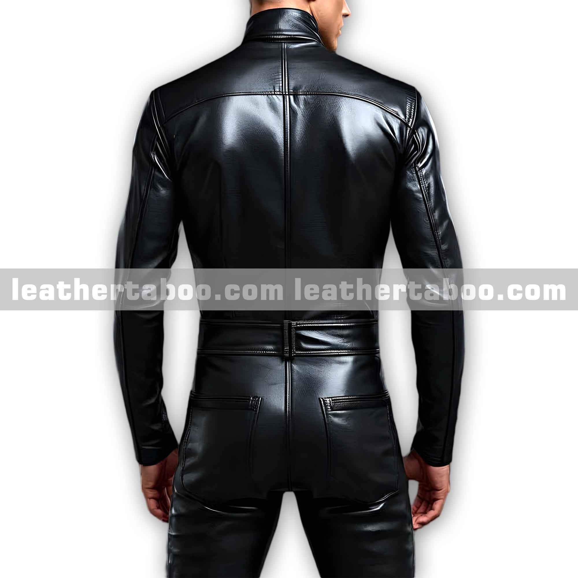 Men’s Black Sheepskin Leather Jumpsuit with Long Sleeves and Slim Fit Modern Design (Copy)