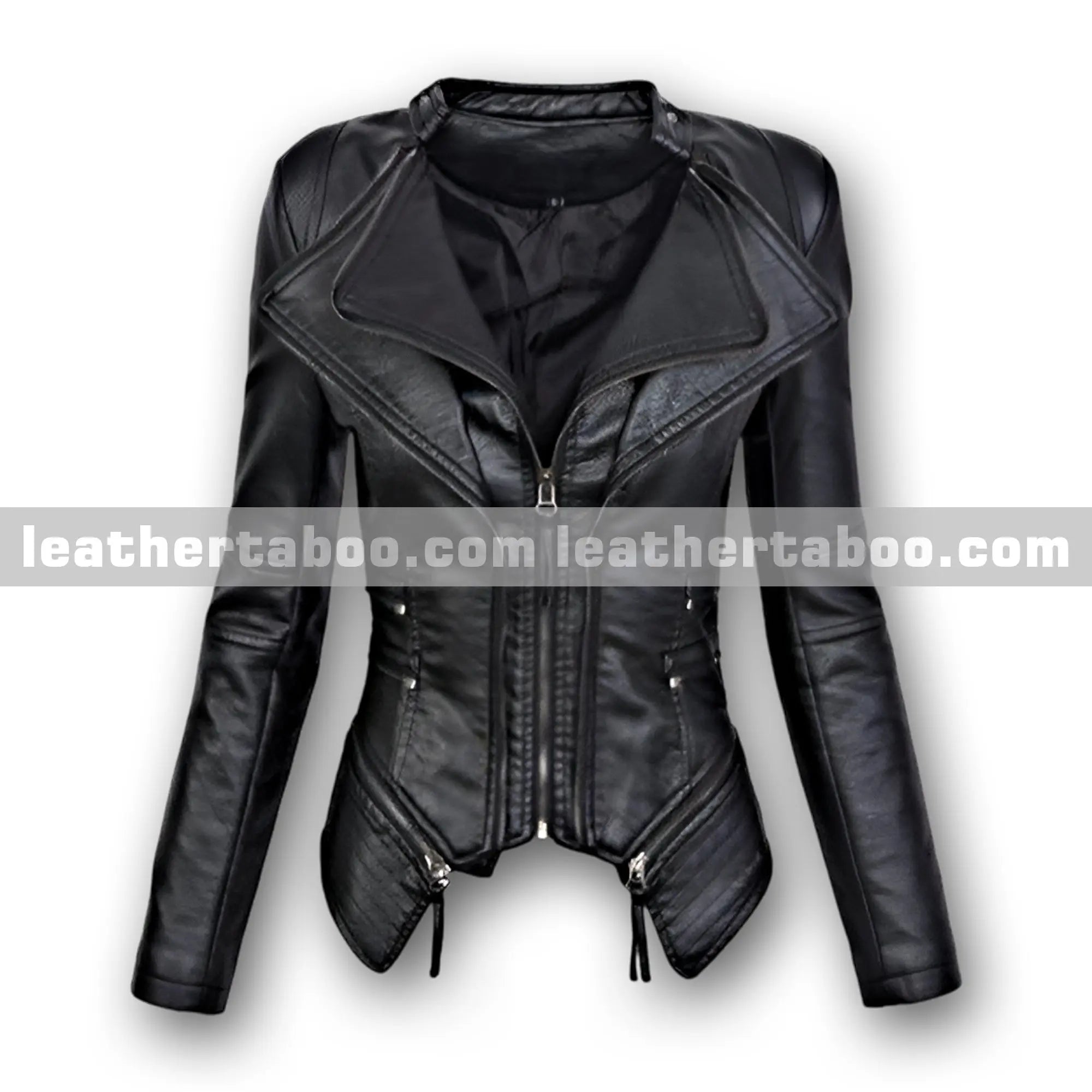 Women's Premium Black Sheepskin Leather Slim Fit Moto Style Jacket Zip Up Outerwear