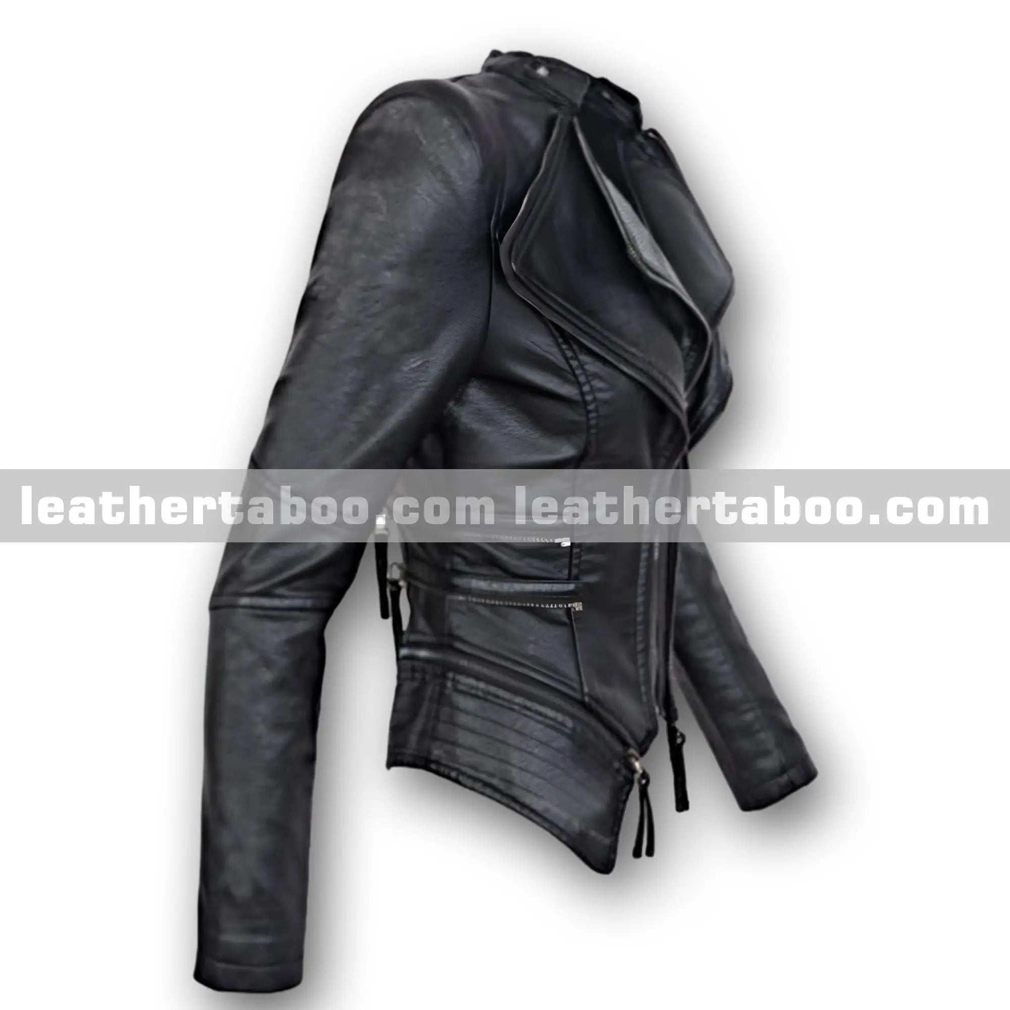 Women's Premium Black Sheepskin Leather Slim Fit Moto Style Jacket Zip Up Outerwear - Leather taboo