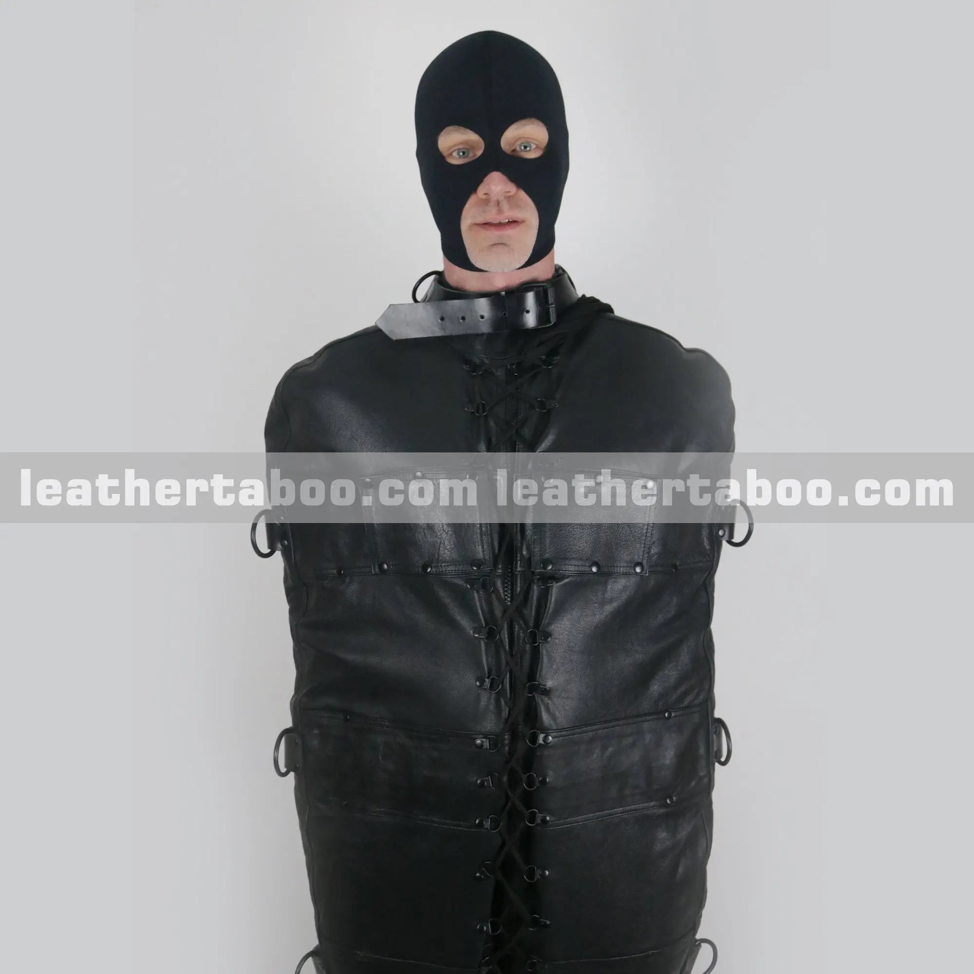 Full-Body Leather Sleep Sack with Straps & D-Rings – Premium Cowhide Heavy-Duty Restraint Gear - Leather taboo