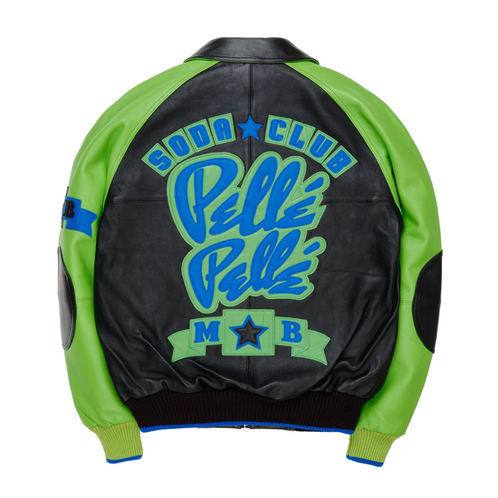 Pelle Pelle Neon Green & Black Cowhide Leather Jacket for Men – Bold Streetwear Style