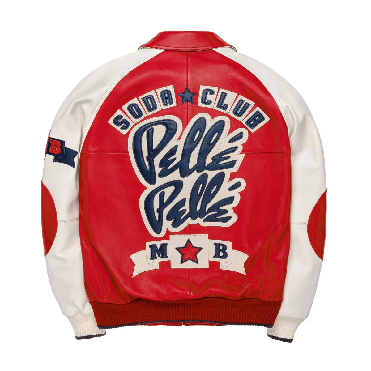 Pelle Pelle Red & White Cowhide Leather Jacket for Men – Iconic Varsity Streetwear Look - Leather taboo