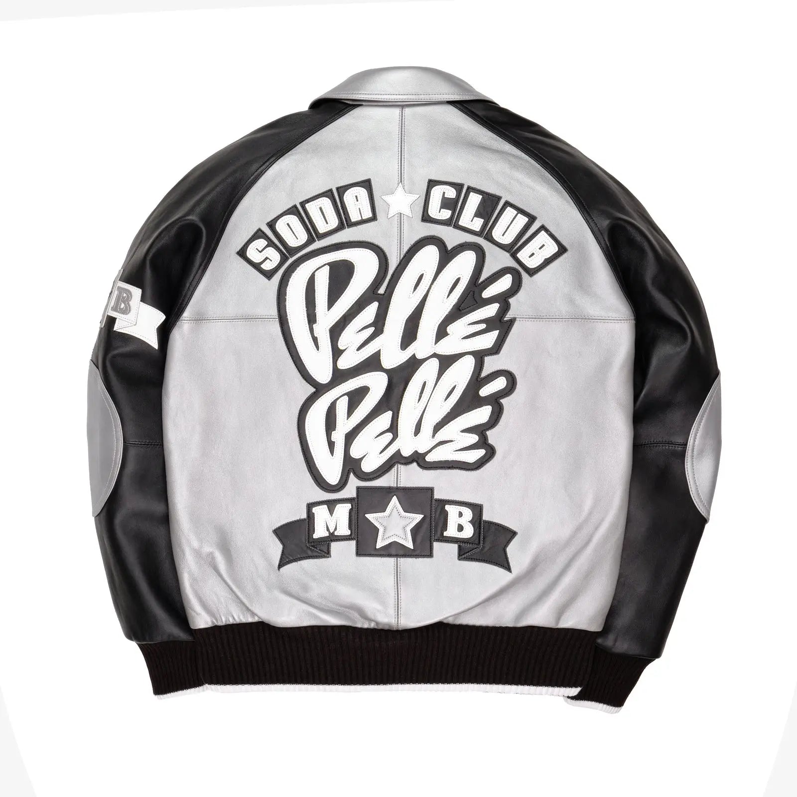 Pelle Pelle Silver & Black Cowhide Leather Jacket for Men – Sleek Monochrome Streetwear - Leather taboo