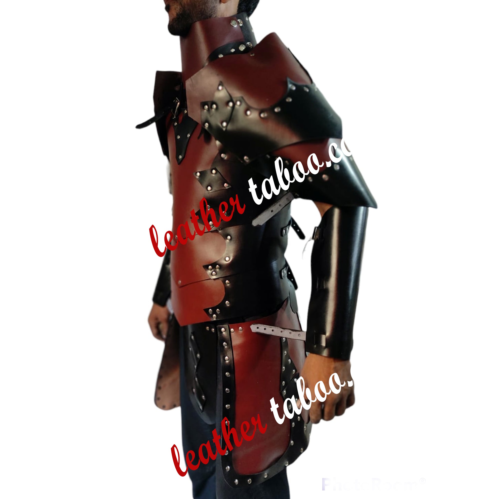 Mens Black Leather Armor LARP Medieval Costume Reenactment Celtic Warrior Armor - Leather taboo