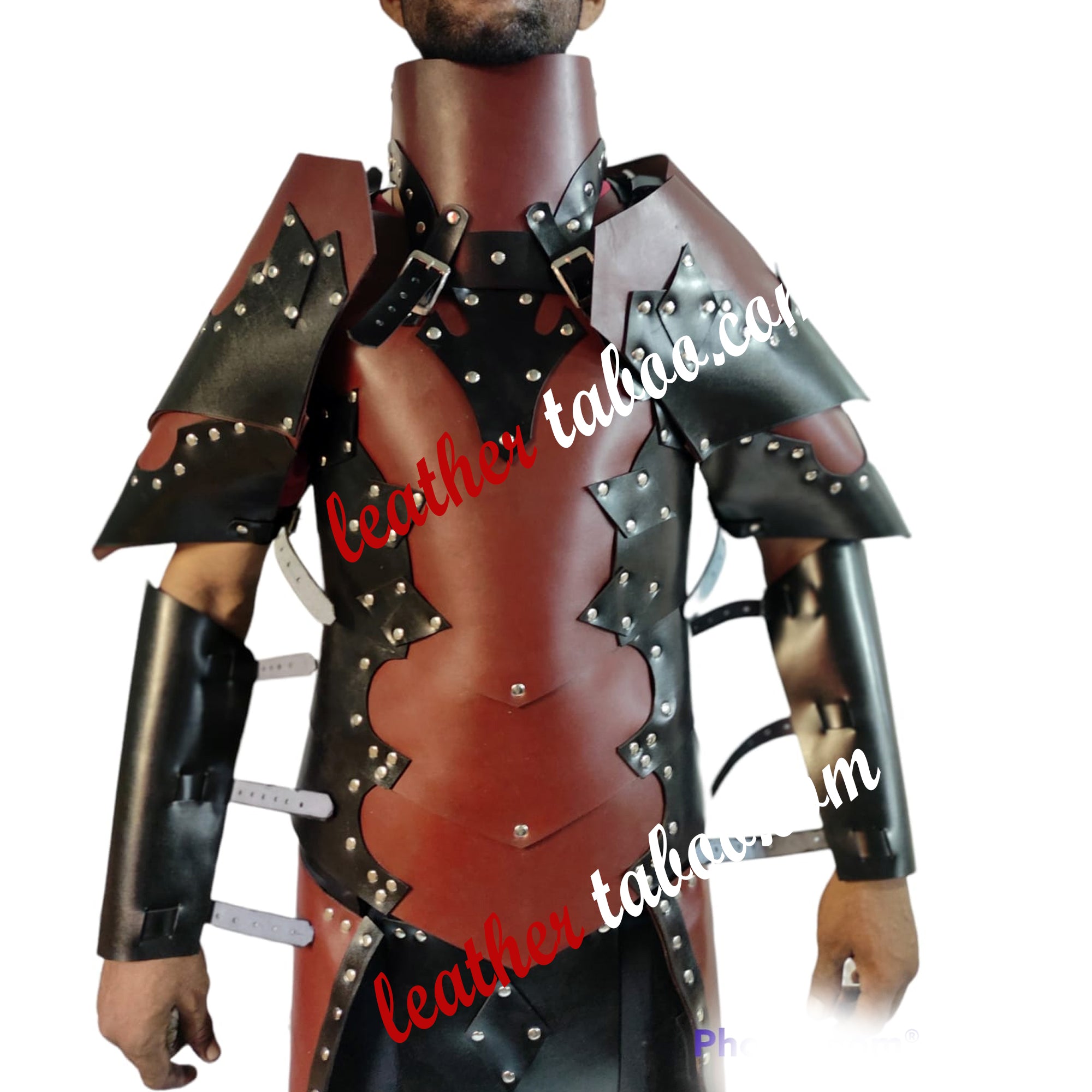 Mens Black Leather Armor LARP Medieval Costume Reenactment Celtic Warrior Armor - Leather taboo