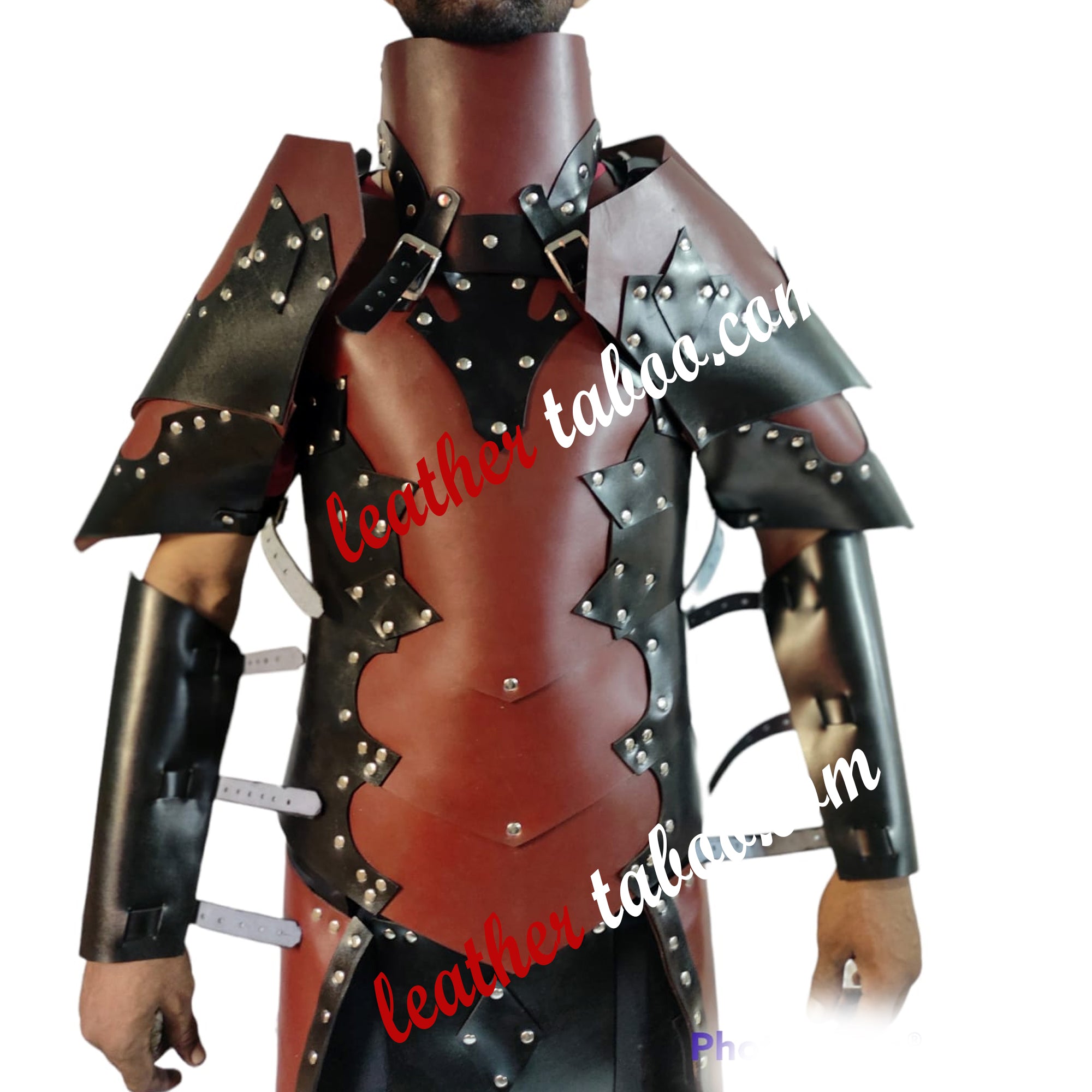Mens Black Leather Armor LARP Medieval Costume Reenactment Celtic Warrior Armor - Leather taboo
