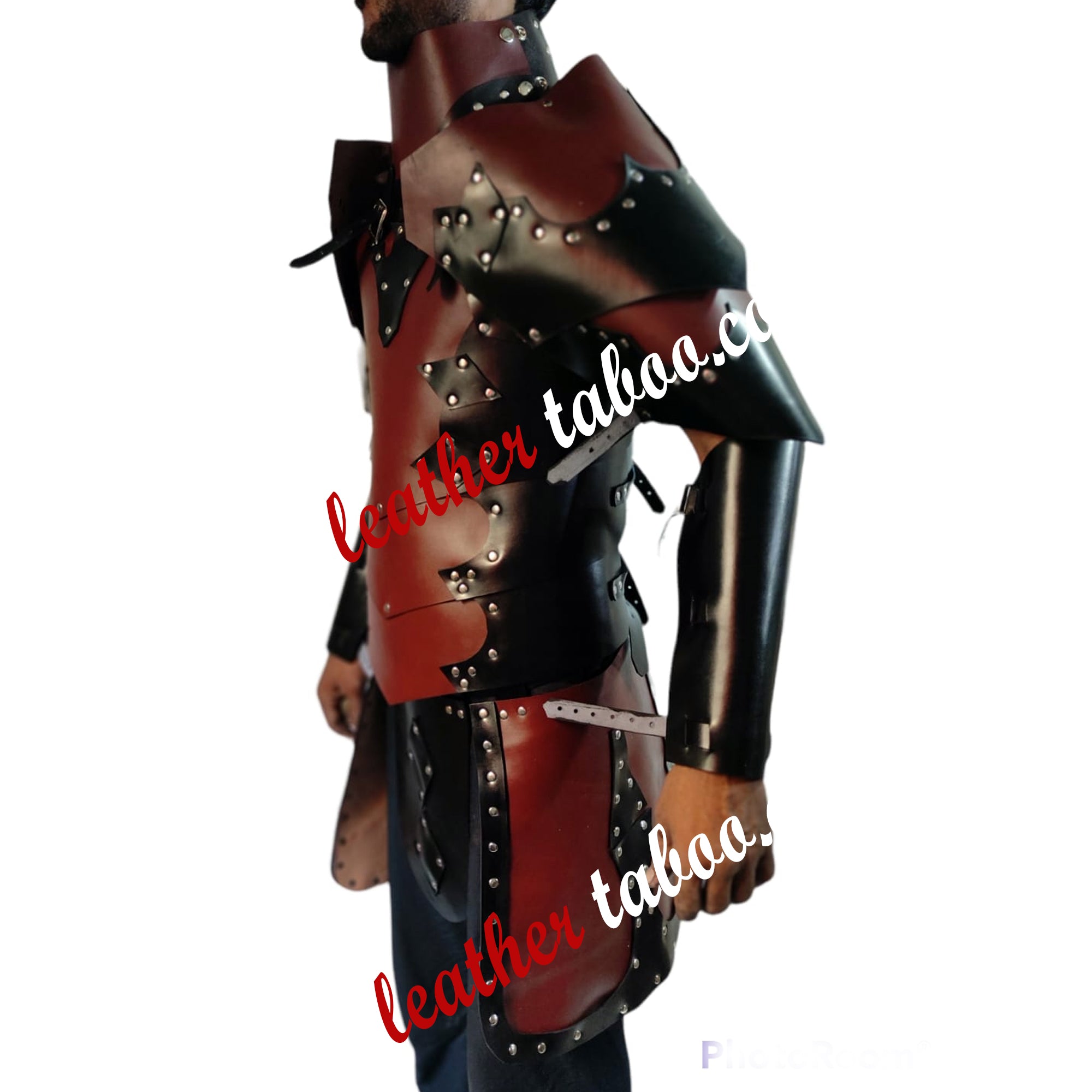 Mens Black Leather Armor LARP Medieval Costume Reenactment Celtic Warrior Armor - Leather taboo