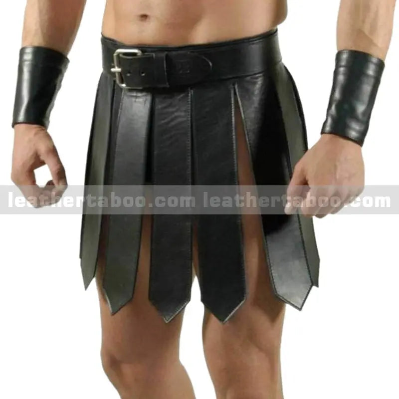 MENS Original LEATHER KILT ROMAN Gladiator Leather Skirt - Warrior Edition CLUB WEAR LARP - Leather taboo