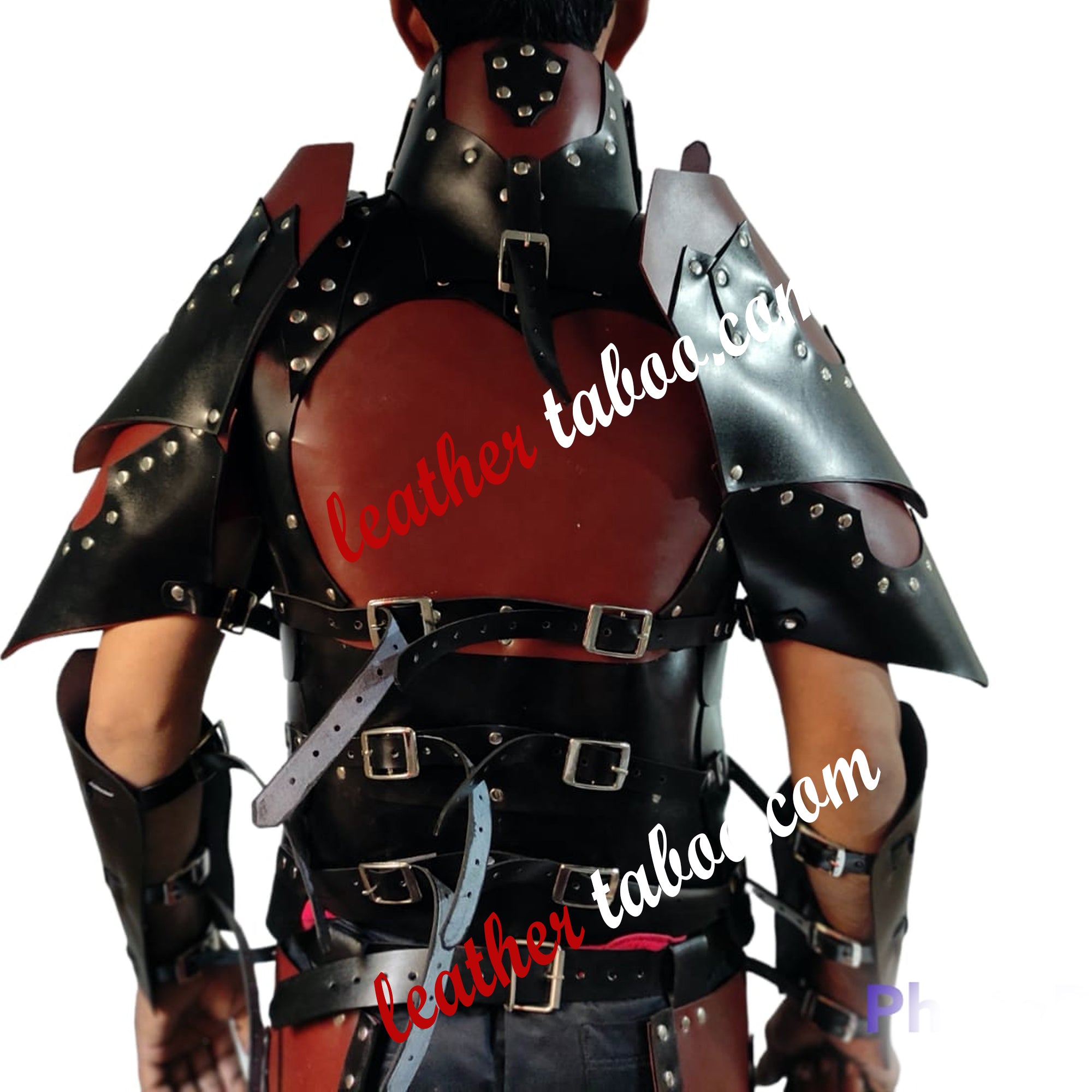 Mens Black Leather Armor LARP Medieval Costume Reenactment Celtic Warrior Armor - Leather taboo