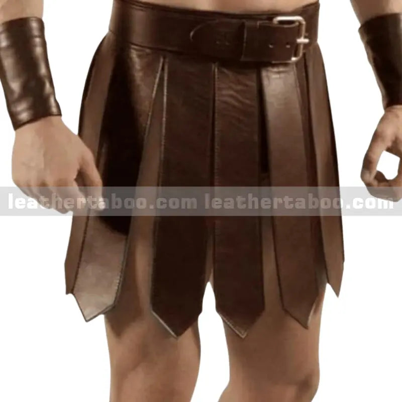 MENS Original LEATHER KILT ROMAN Gladiator Leather Skirt - Warrior Edition CLUB WEAR LARP - Leather taboo