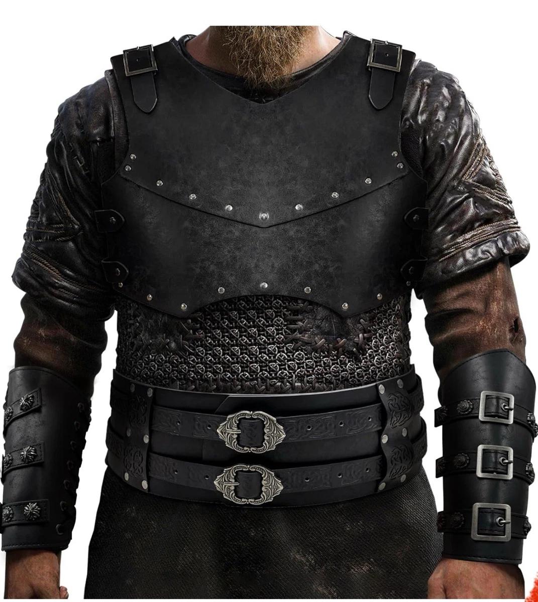 Medieval Black Leather Viking Armor (LARP / Reenactment / Cosplay Costume)