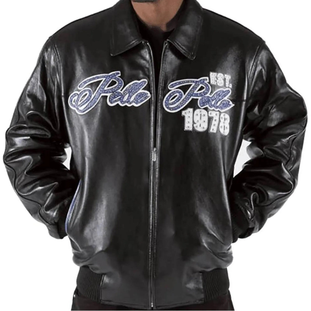 Men's Premium Pelle Pelle 1978 Black Cowhide Leather Bomber Jacket - Leather taboo