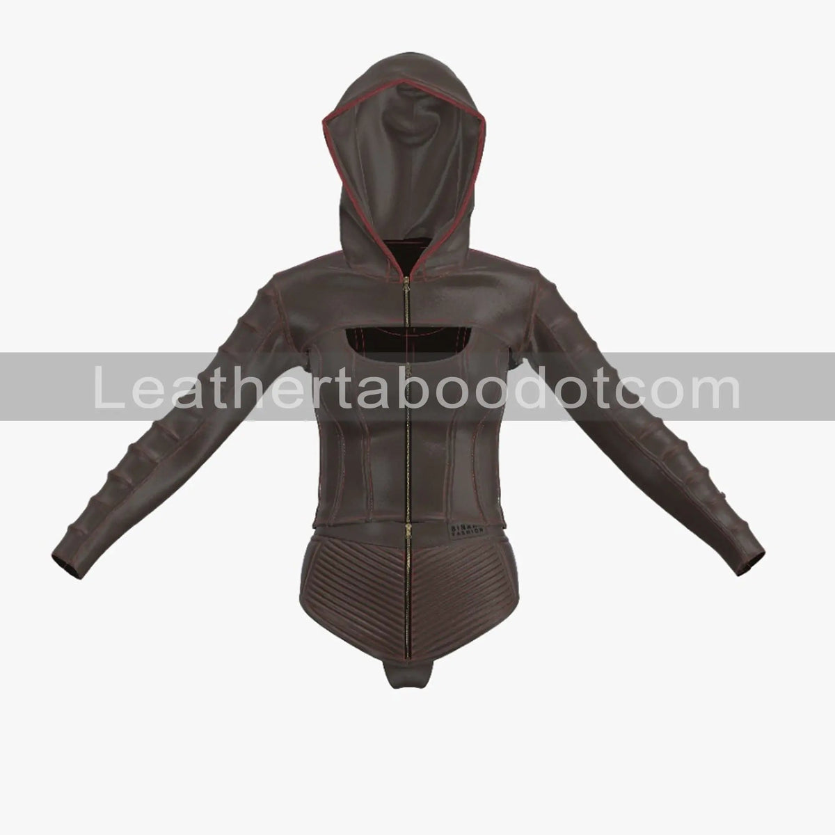 Women's Black Leather Jacket- Featuring A Stylish, Form Fitting Leather Outfit, front view