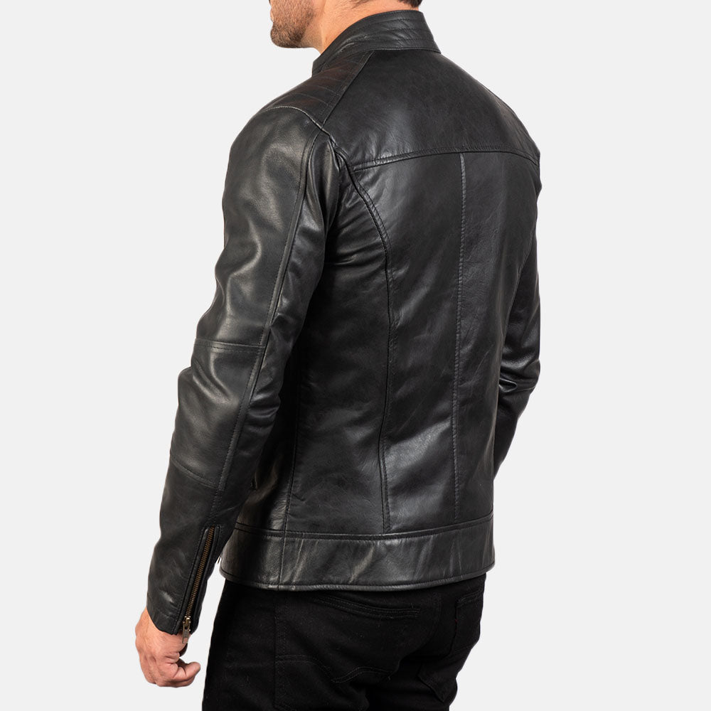 Dean Black Leather Biker Jacket leather taboo
