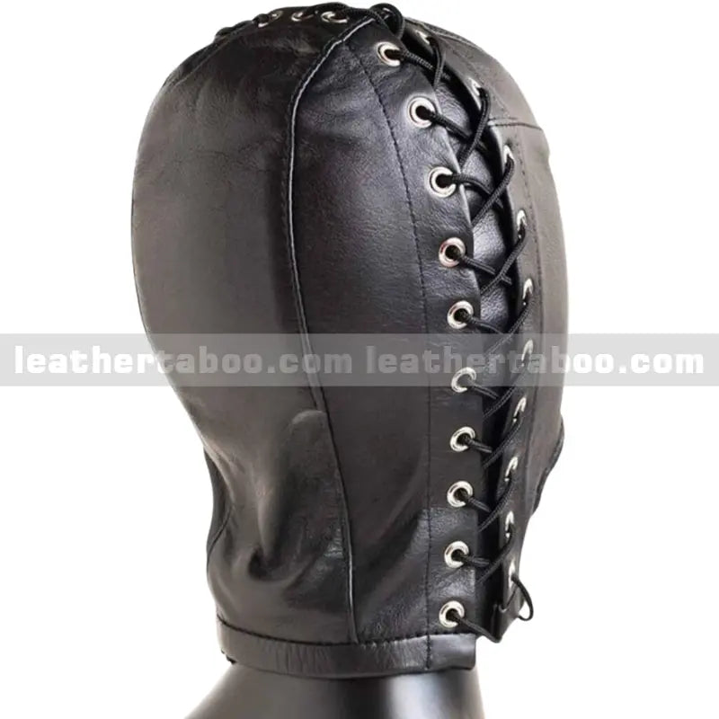 BDSM OPEN MOUTH 100% REAL LEATHER HOOD BLACK SOFT LEATHER BONDAGE MASK - Leather taboo