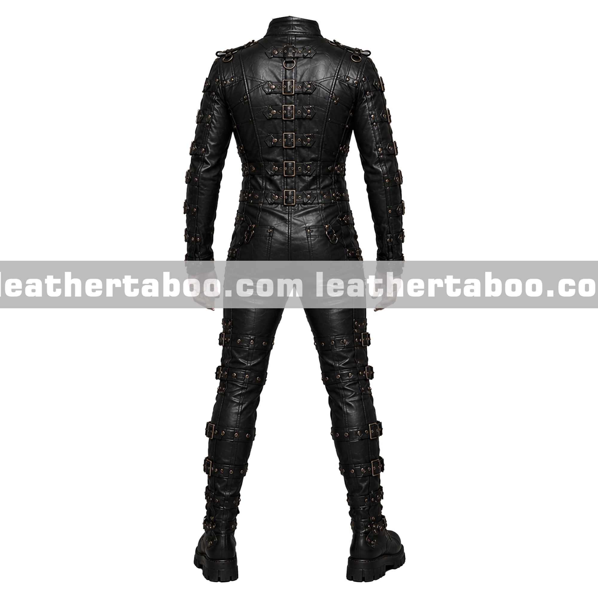 Men’s Cowhide Leather Bondage Harness Outfit with Buckles, Gothic Full Body Costume, Custom Fit leathertaboo.com