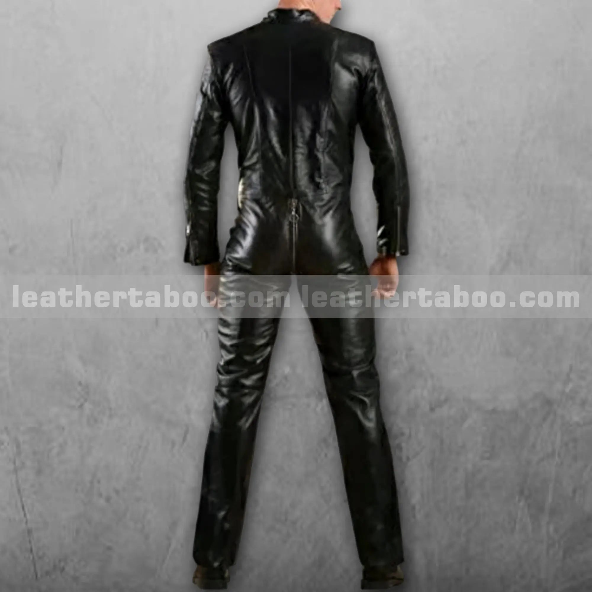 Men’s Premium Sheepskin Leather Jumpsuit – Full Zip Black Leather Suit for Events & Costume Wear - Leather taboo