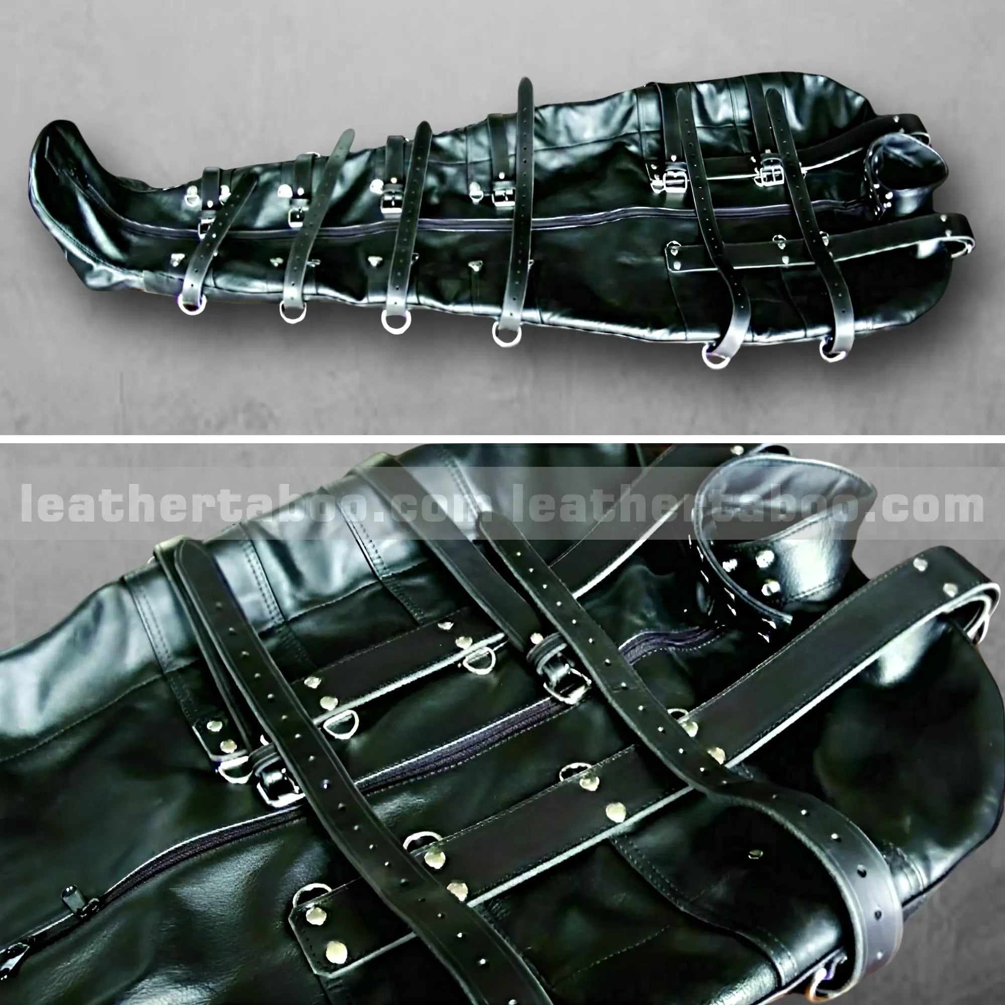 Premium Cowhide Leather Costume Prop with Buckle Strap Detail โ Full-Length Theater Sack Accessory - Leather taboo