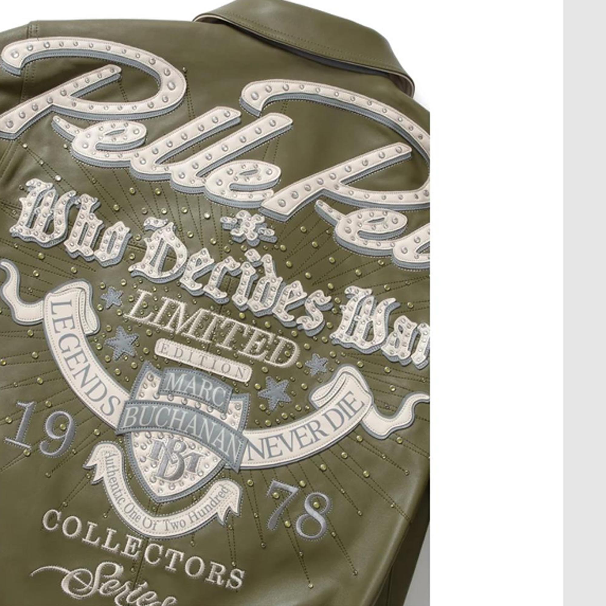 Pelle Pelle Greatest Of All Time Marc Buchanan Olive Jacket (Copy) leathertaboo.com