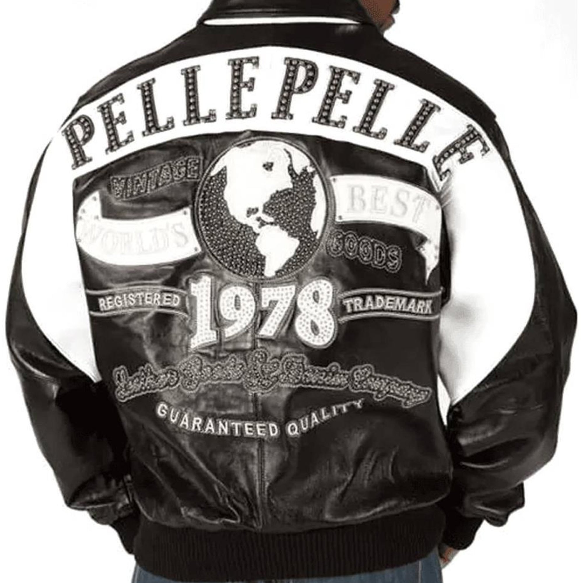 Premium Pelle Pelle Black & White Cowhide Leather Jacket for Men – Classic Streetwear Style