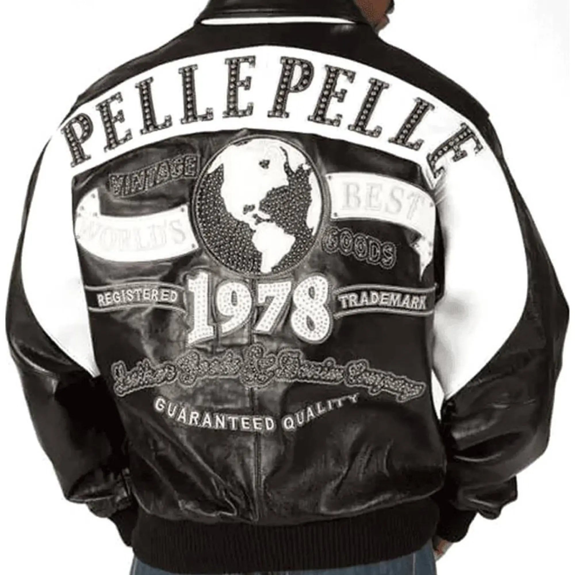 Premium Pelle Pelle Black & White Cowhide Leather Jacket for Men โ Classic Streetwear Style - Leather taboo