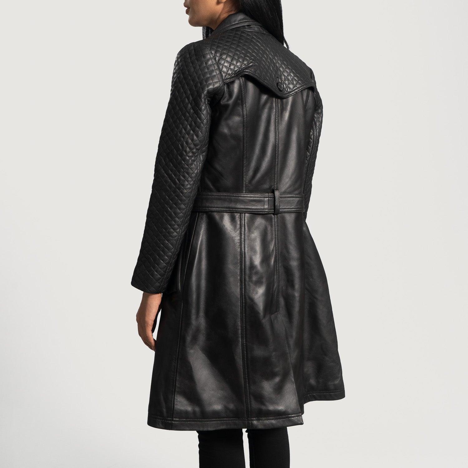 Sweet Susan Black Sheepskin Leather Trench Coat