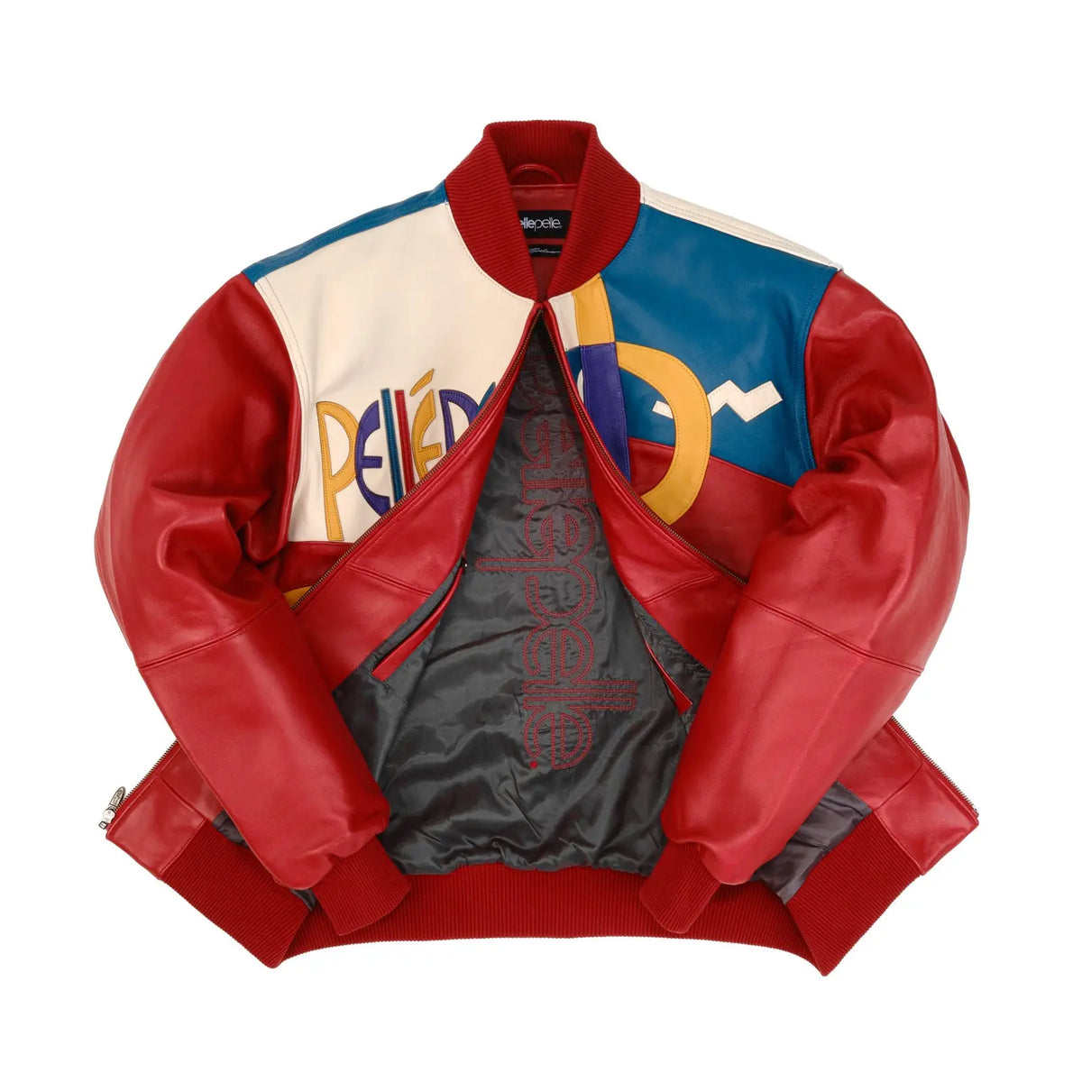 Men’s Pelle Pelle Premium Cowhide Leather Jacket – Multicolor Abstract Design - Leather taboo