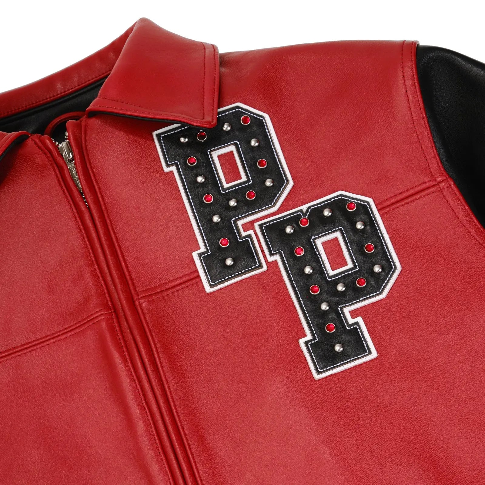 Menโs Pelle Pelle Premium Cowhide Leather Varsity Jacket โ Red & Black - Leather taboo