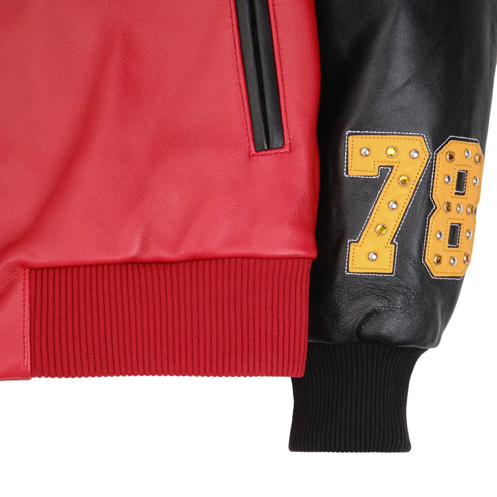Men’s Pelle Pelle Premium Cowhide Leather Varsity Jacket – Red & Black - Leather taboo