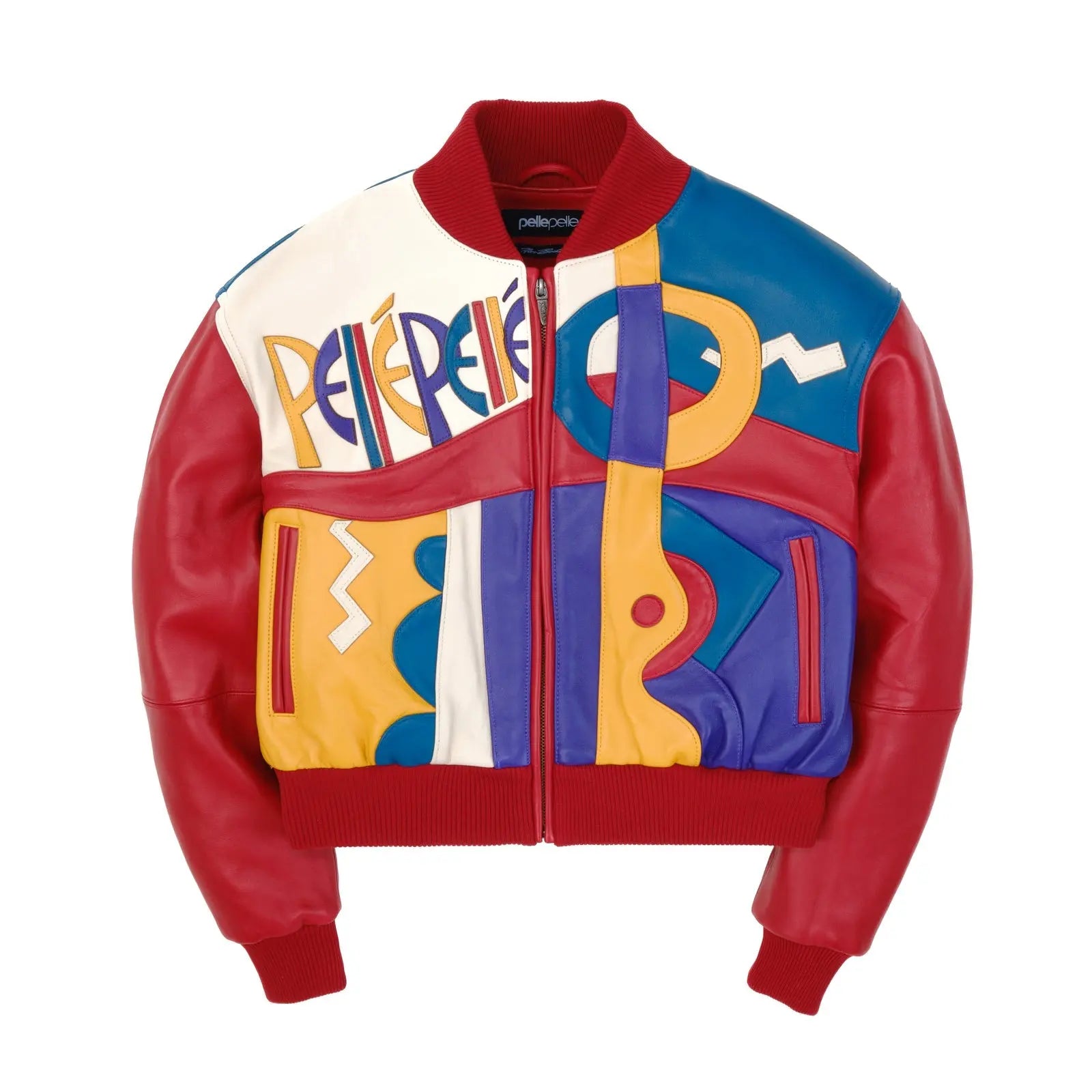 Womenโs Pelle Pelle Red & Multicolor Cowhide Leather Jacket โ Premium Designer Streetwear - Leather taboo