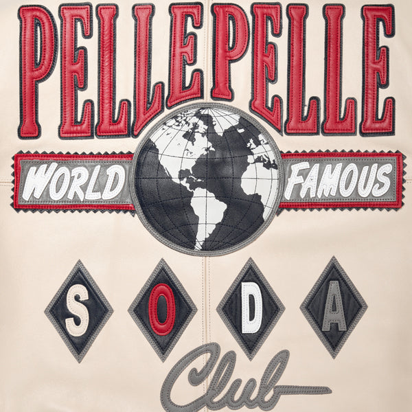 Pelle Pelle Soda Club 1978 Cowhide Leather Jacket for Men – Red, Navy & Cream Varsity Bomber