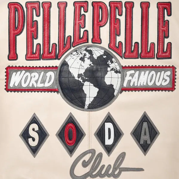 Pelle Pelle Soda Club 1978 Cowhide Leather Jacket for Men – Red, Navy & Cream Varsity Bomber - Leather taboo