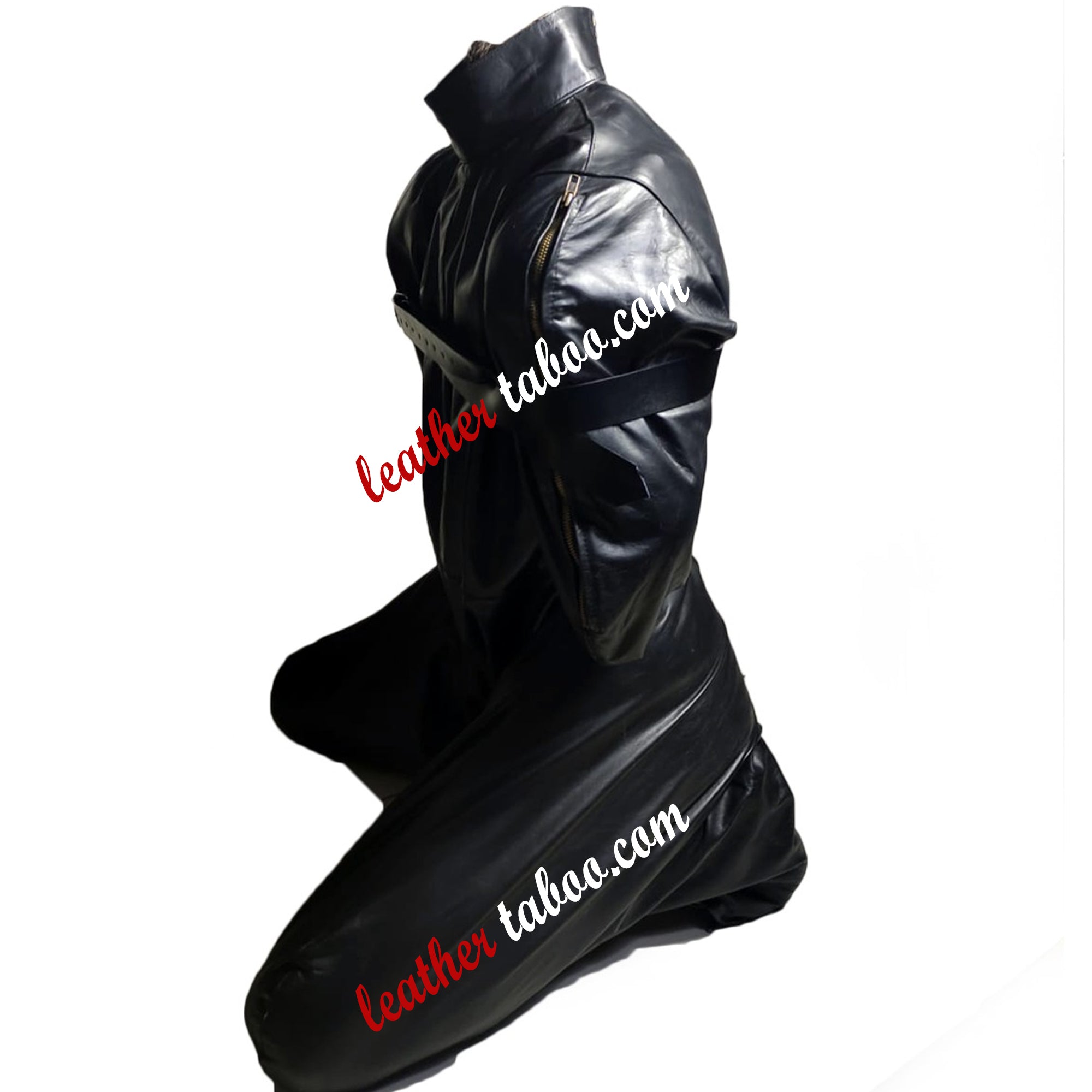 Bondage Sleepsack Real Leather Suit With Bondage Hood Mummy - Leather taboo
