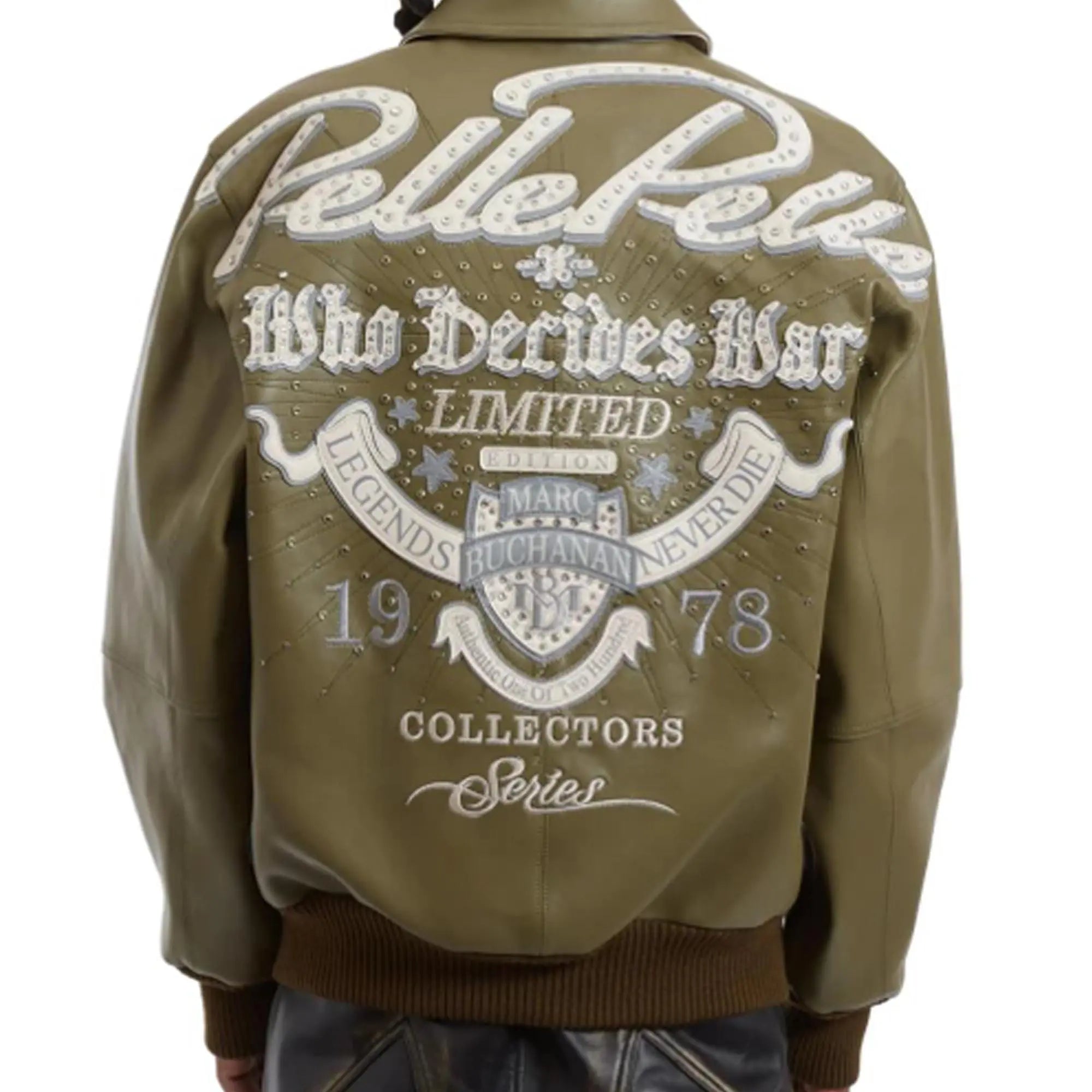 Pelle Pelle Greatest Of All Time Marc Buchanan Olive Leather Jacket