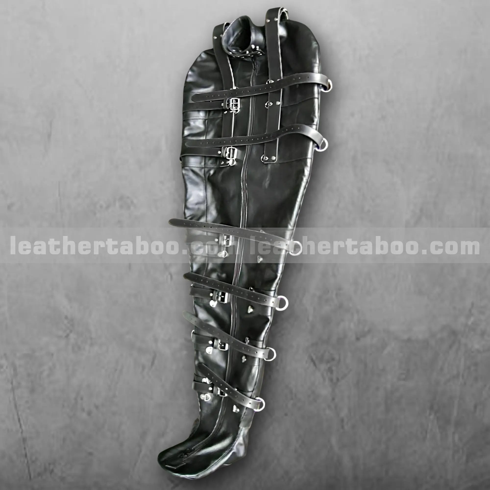 Premium Cowhide Leather Costume Prop with Buckle Strap Detail โ Full-Length Theater Sack Accessory - Leather taboo