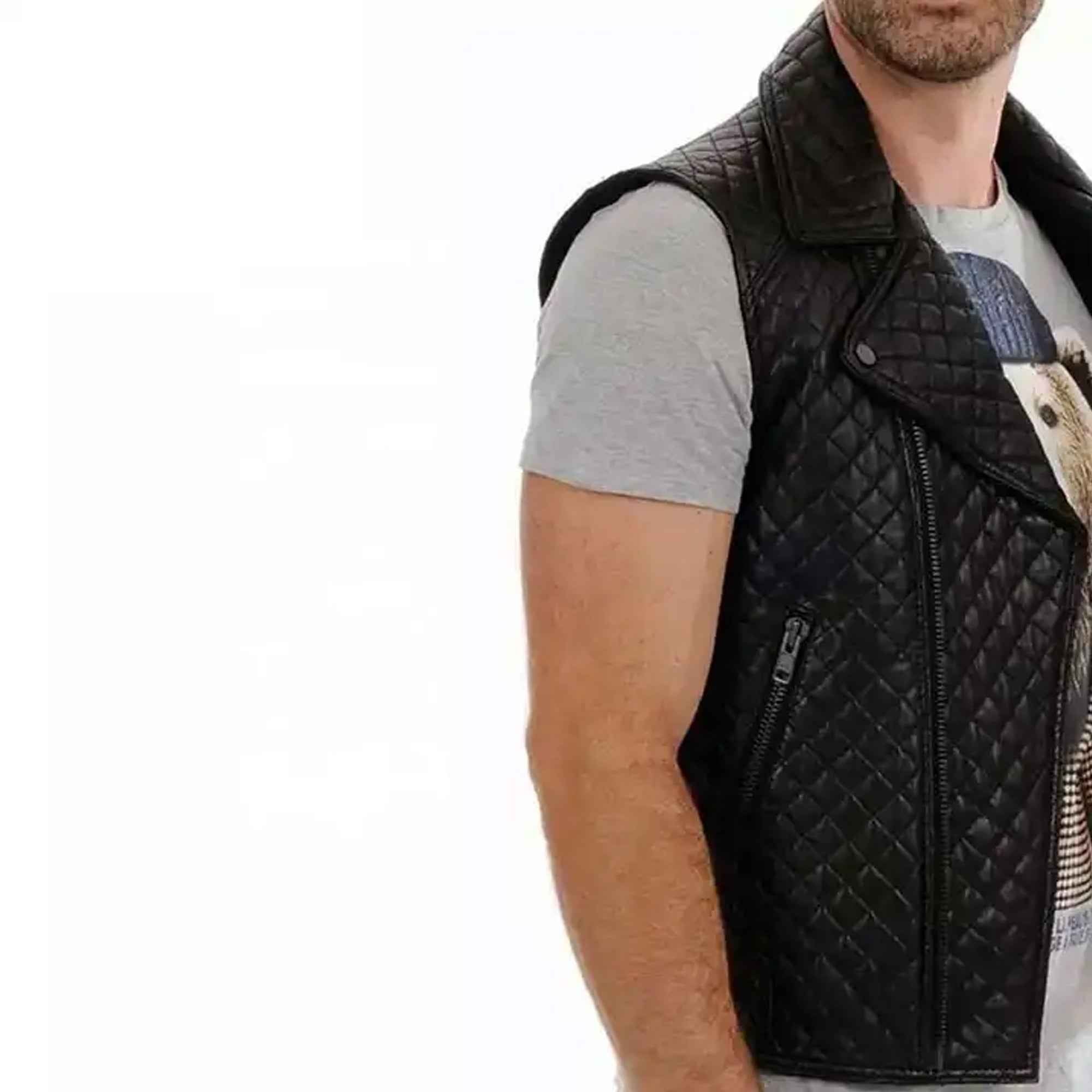 Men Casual Custom Handmade Motorbike VEST / Motorcycle sheep Leather Waistcoat for men leather taboo