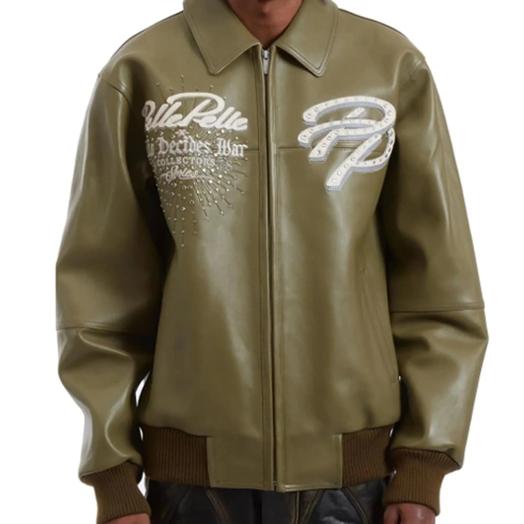 Pelle Pelle Greatest Of All Time Marc Buchanan Olive Leather Jacket